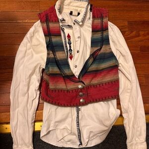 White top with boho vest banana republic and rough rider size m